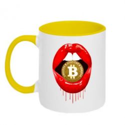 Чашка двухцветная 320ml Bitcoin in the teeth - PrintSalon