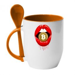 Чашка с ложкой Bitcoin in the teeth - PrintSalon