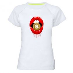 Женская футболка для спорта Bitcoin in the teeth - PrintSalon