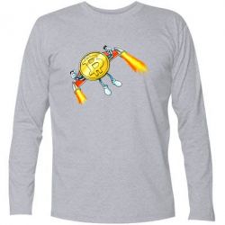 Футболка с длинным рукавом Bitcoin into space - PrintSalon