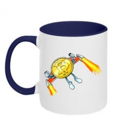 Чашка двухцветная 320ml Bitcoin into space - PrintSalon