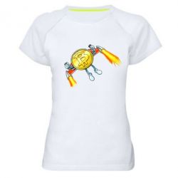 Женская футболка для спорта Bitcoin into space - PrintSalon