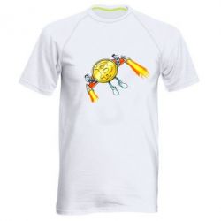 Мужская футболка для спорта Bitcoin into space - PrintSalon