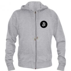 Мужское худи на молнии Биткоин лого - PrintSalon