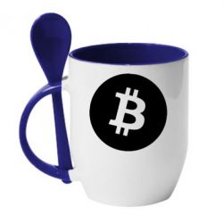 Чашка с ложкой Биткоин лого - PrintSalon