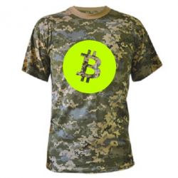 Камуфляжная футболка Биткоин лого - PrintSalon