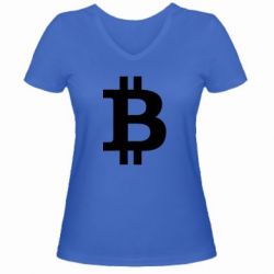 Жіноча футболка з V-подібним вирізом Біткоін