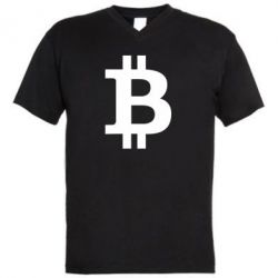 Чоловіча футболка з V-подібним вирізом Біткоін