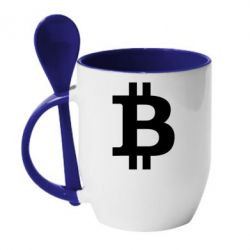 Чашка с ложкой Биткоин - PrintSalon