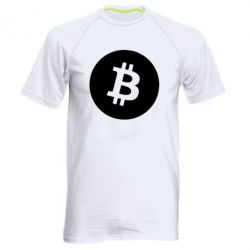 Мужская футболка для спорта Биткоин лого - PrintSalon