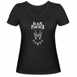 Женская футболка с V-образным вырезом Black panter - PrintSalon