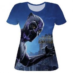 Женская футболка 3D Black Panther And the night Wakanda-PrintSalon Женская футболка 3D Black Panther And the night Wakanda