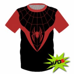 Дитяча 3D футболка Black spider man costume - PrintSalon