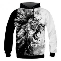 Чоловіче 3D худі Black & White Lion