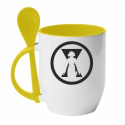 Чашка с ложкой Black Widow logo - PrintSalon