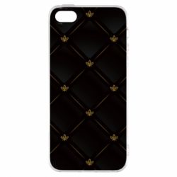 Чехол для iPhone5/5S/SE Black with gold quilted pattern - PrintSalon