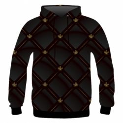 Мужское 3D худи Black with gold quilted pattern - PrintSalon