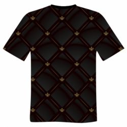 Мужская футболка 3D Black with gold quilted pattern - PrintSalon