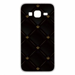 Чехол для Samsung J3 2016 Black with gold quilted pattern - PrintSalon