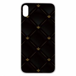 Чехол для iPhone Xs Max Black with gold quilted pattern - PrintSalon