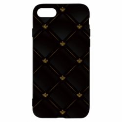 Чехол для iPhone 7 Black with gold quilted pattern - PrintSalon