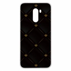 Чехол для Xiaomi Pocophone F1 Black with gold quilted pattern - PrintSalon