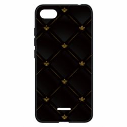Чехол для Xiaomi Redmi 6A Black with gold quilted pattern - PrintSalon