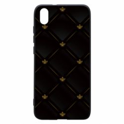 Чехол для Xiaomi Redmi 7A Black with gold quilted pattern - PrintSalon
