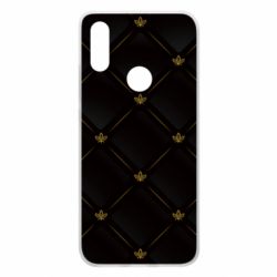 Чехол для Xiaomi Redmi 7 Black with gold quilted pattern - PrintSalon