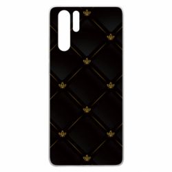 Чехол для Huawei P30 Pro Black with gold quilted pattern - PrintSalon