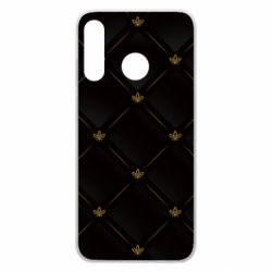 Чехол для Huawei P30 Lite Black with gold quilted pattern - PrintSalon