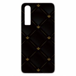 Чехол для Huawei P30 Black with gold quilted pattern - PrintSalon