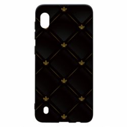 Чехол для Samsung A10 Black with gold quilted pattern - PrintSalon