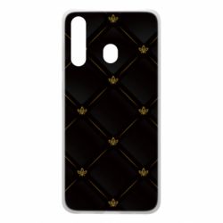 Чехол для Samsung A60 Black with gold quilted pattern - PrintSalon