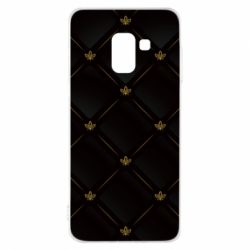 Чехол для Samsung A8 2018 Black with gold quilted pattern - PrintSalon