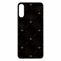 Чехол для Samsung A70 Black with gold quilted pattern - PrintSalon
