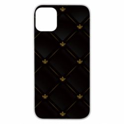 Чехол для iPhone 11 Pro Black with gold quilted pattern - PrintSalon