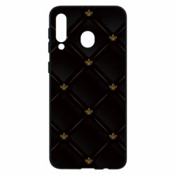 Чехол для Samsung M30 Black with gold quilted pattern - PrintSalon