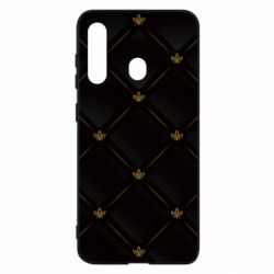 Чехол для Samsung M40 Black with gold quilted pattern - PrintSalon