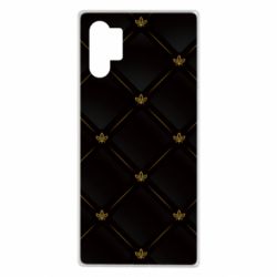 Чехол для Samsung Note 10 Plus Black with gold quilted pattern - PrintSalon