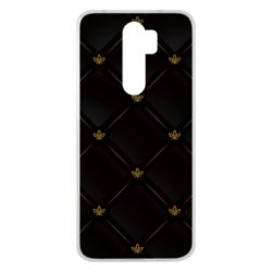 Чехол для Xiaomi Redmi Note 8 Pro Black with gold quilted pattern - PrintSalon