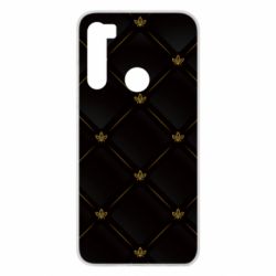 Чехол для Xiaomi Redmi Note 8 Black with gold quilted pattern - PrintSalon