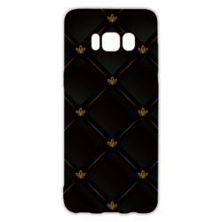 Чехол для Samsung S8 Black with gold quilted pattern - PrintSalon