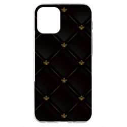 Чехол для iPhone 12 mini Black with gold quilted pattern - PrintSalon