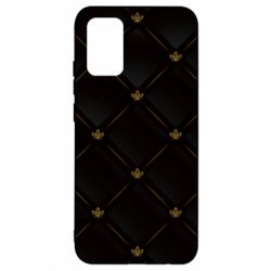 Чехол для Samsung A02s/M02s Black with gold quilted pattern - PrintSalon