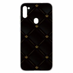 Чехол для Samsung A11/M11 Black with gold quilted pattern - PrintSalon