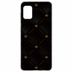 Чехол для Samsung A31 Black with gold quilted pattern - PrintSalon