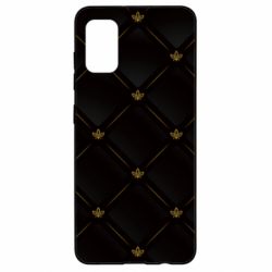 Чехол для Samsung A41 Black with gold quilted pattern - PrintSalon