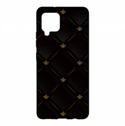 Чехол для Samsung A42 5G Black with gold quilted pattern - PrintSalon