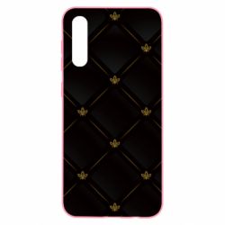 Чехол для Samsung A50 Black with gold quilted pattern - PrintSalon